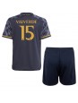 Real Madrid Federico Valverde #15 Venkovní dres pro děti 2023-24 Krátký Rukáv (+ trenýrky)
